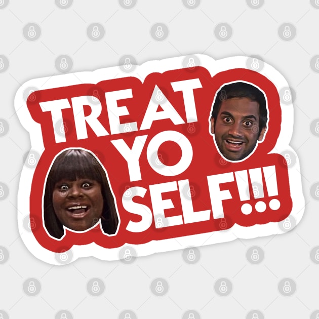 TREAT YO SELF! Parks and Rec Fan Design Sticker by darklordpug